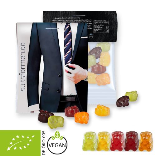 Bio Gummibärchen ohne Gelatine (vegan), ca. 15g, Express Midi-Tüte mit Werbereiter