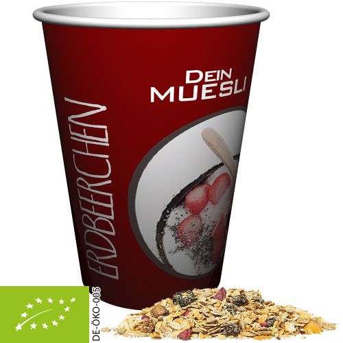 Bio Müsli Erdbeerchen (vegan), ca. 50g, Snackbecher Maxi