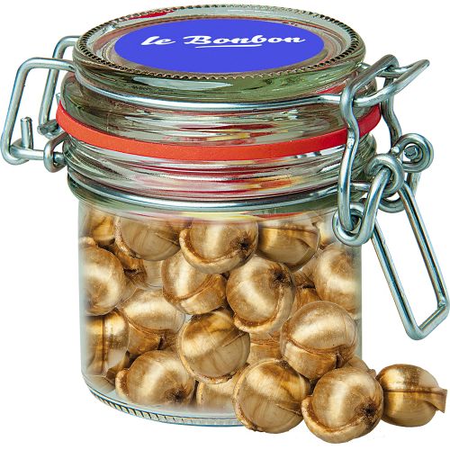 Goldnüsse Bonbons (vegan), ca. 60g, Bonbonglas Mini