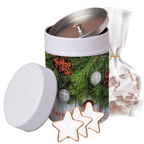 Zimtsterne, ca. 100g, Beutel in Metalldose Maxi