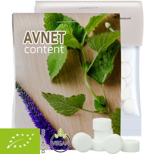 Bio Pfefferminz Drops (vegan), ca. 15g, Express Midi-Tüte mit Werbereiter
