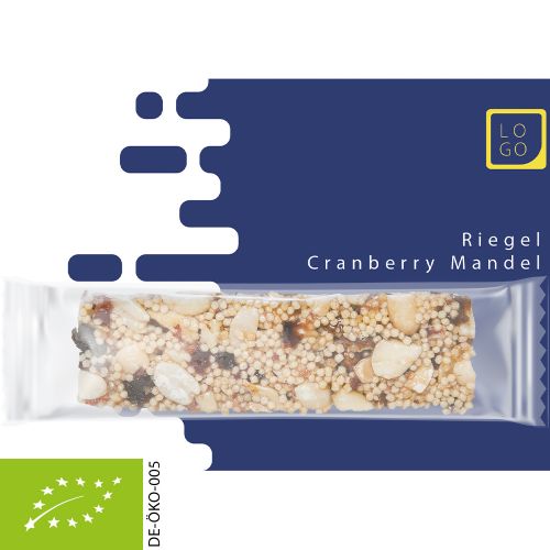 Bio Knusperriegel Cranberry-Mandel, ca. 25g, Werbekarte
