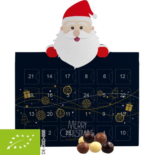 Bio Knusperkugeln-Mix, ca. 50g, Adventskalender Mini Weihnachtsmann