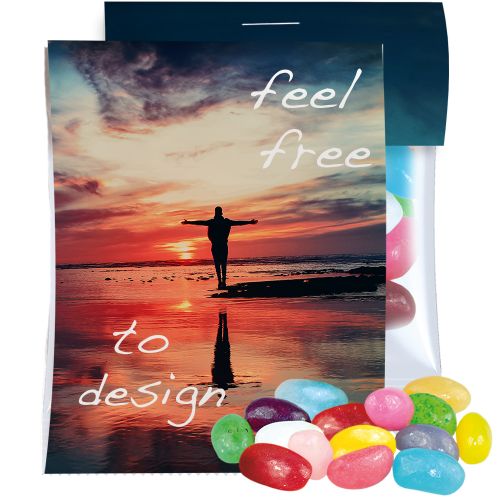 Jelly Beans sauer-Mix, ca. 15g, Express Midi-Tüte mit Werbereiter