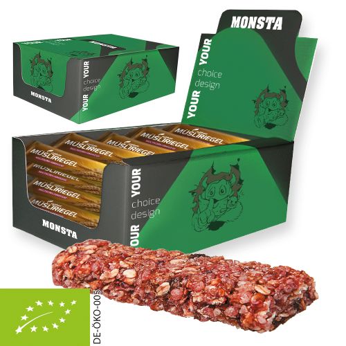 Bio Müsliriegel Multikorn-Himbeere (vegan), 25 Stück, 750g, Displaybox Maxi