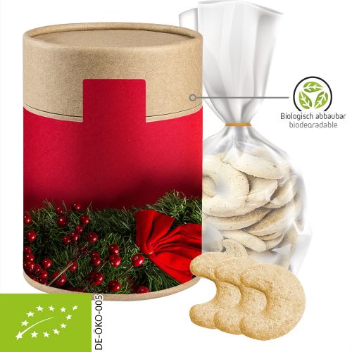 Bio Vanillekipferl, ca. 100g, Beutel in biologisch abbaubare Eco Pappdose Maxi