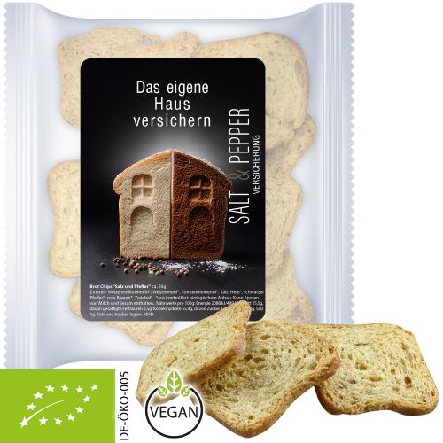 Bio Brot Chips Salz und Pfeffer (vegan), ca. 20g, Express Maxi-XL-Tüte mit Etikett