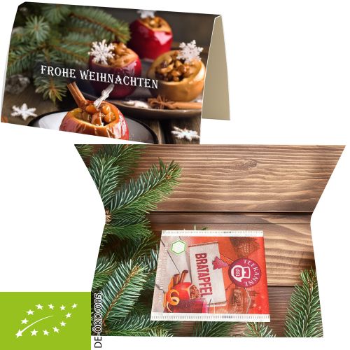 Bio Beuteltee Bratapfel, 2,25g, Werbekarte A6 gefaltet