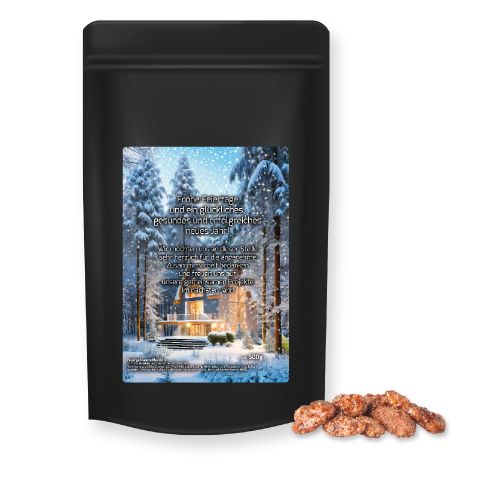 Feuergebrannte Mandeln (vegan), ca. 500g, Standbeutel Maxi schwarz