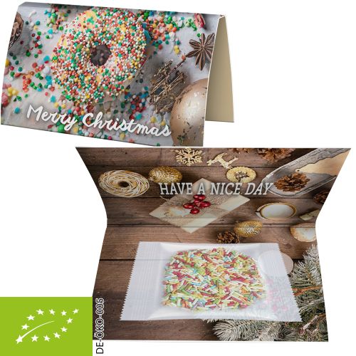 Bio Zucker-Streusel (vegan), ca. 15g, Werbekarte A6 gefaltet