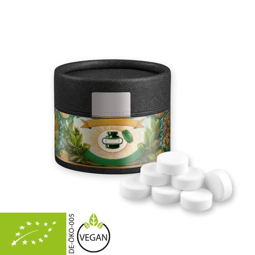 Bio Pfefferminz Drops (vegan), ca. 40g, Kraftpapierdose Mini schwarz