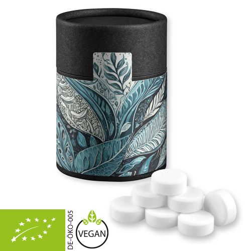 Bio Pfefferminz Drops (vegan), ca. 80g, Kraftpapierdose Midi schwarz