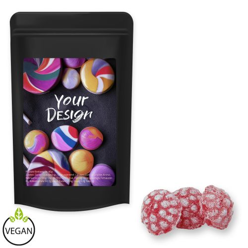 Himbeer Bonbons (vegan), ca. 80g, Standbeutel Midi schwarz