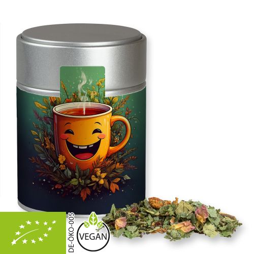 Bio Kräutertee Glücksgefühle, ca. 50g, Metalldose Midi silber