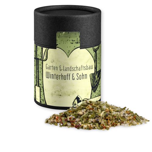 Gewürzmischung Rühreigewürz, ca. 75g, Kraftpapierdose Midi schwarz