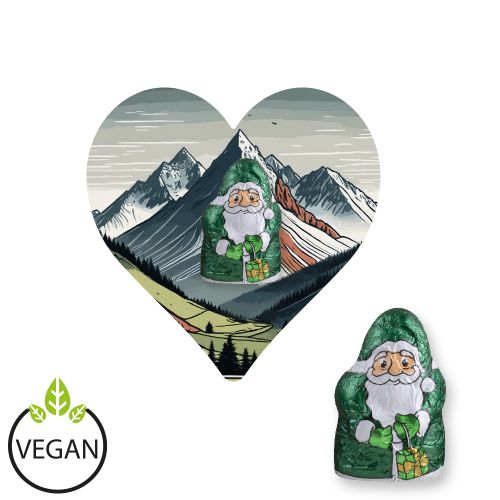 Mini Schoko-Weihnachtsmänner (vegan), ca. 7g, Flyer Mini Herzform