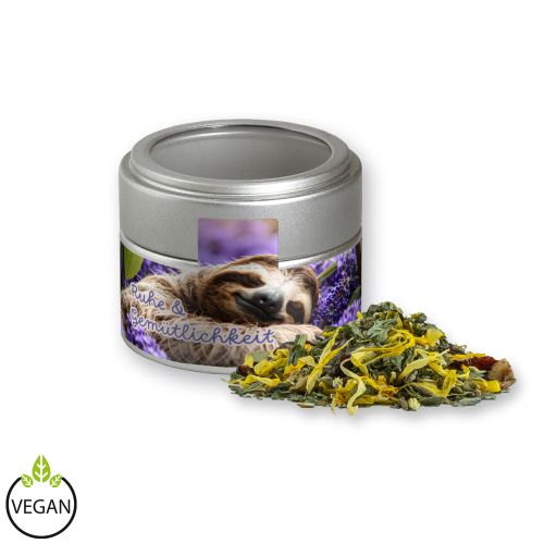 Kräutertee Lavendel, ca. 15g, Metalldose Mini mit Sichtfenster silber
