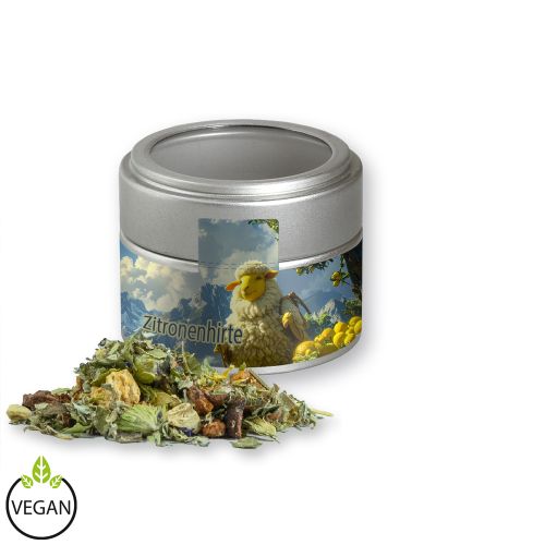 Kräutertee Bergtee & Zitrus, ca. 20g, Metalldose Mini mit Sichtfenster silber