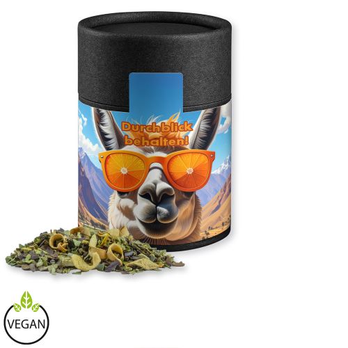 Matetee Orange, ca. 33g, Kraftpapierdose Midi schwarz