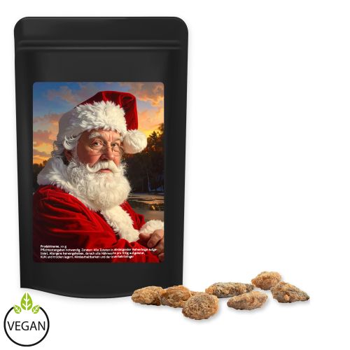 Feuergebrannte Mandeln ohne Zuckerzusatz (vegan), ca. 80g, Standbeutel Midi schwarz