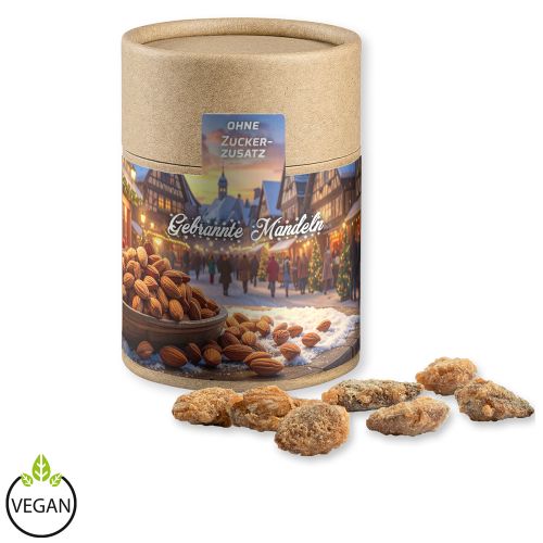 Feuergebrannte Mandeln ohne Zuckerzusatz (vegan), ca. 80g, Kraftpapierdose Midi