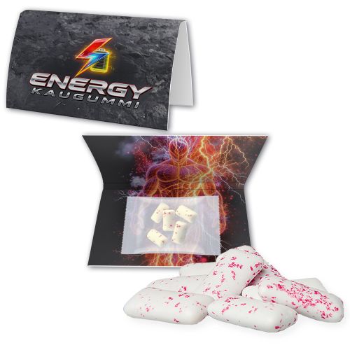 Energy Kaugummi, ca. 7g, Werbekarte A5 gefaltet
