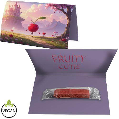 Fruchtstreifen Kirsche (vegan), ca. 5g, Werbekarte A5 gefaltet